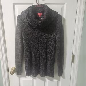 ELLE Chunky Knit Cowl Neck Sweater – Charcoal Gray, Size S